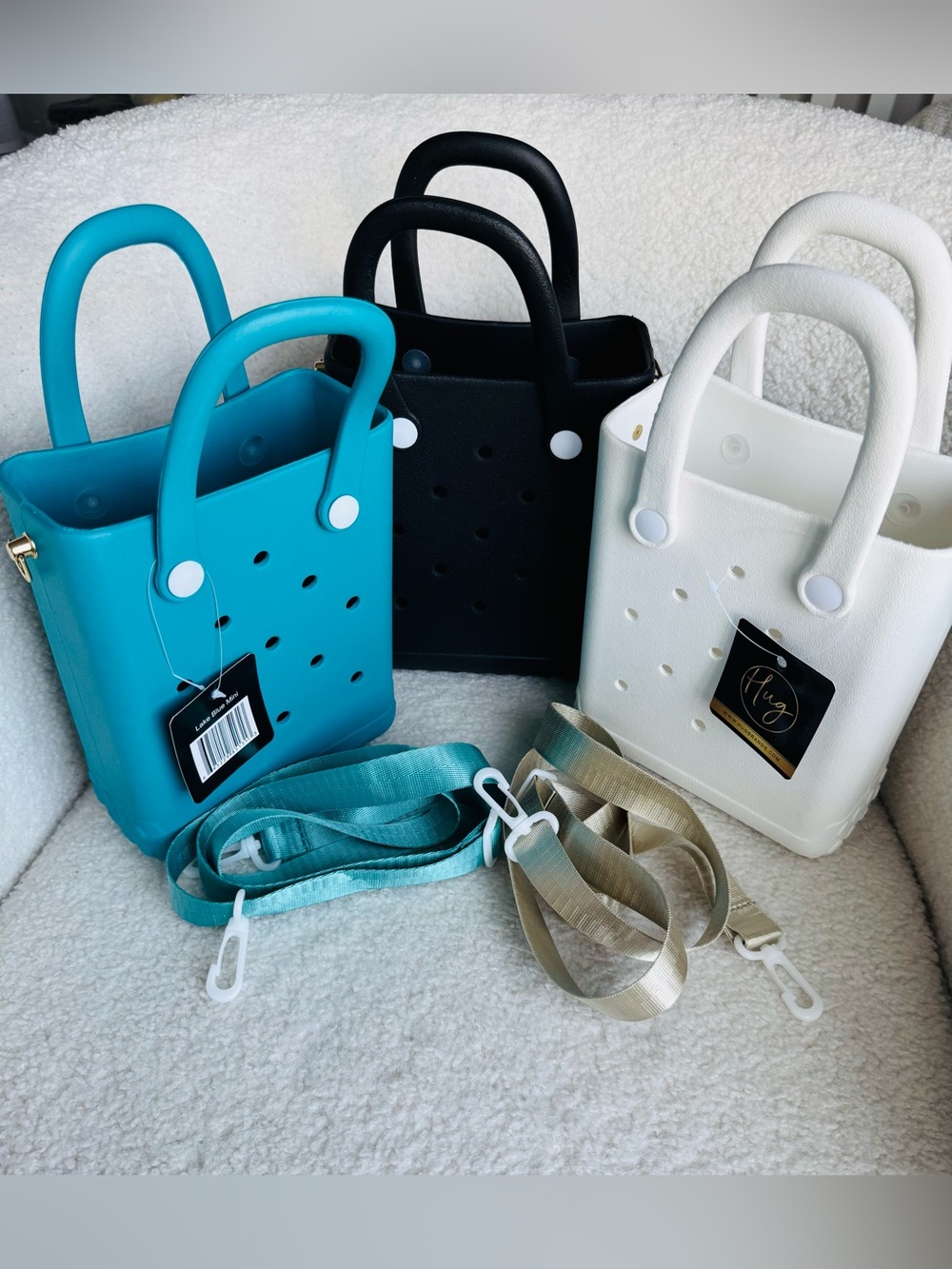 Mini Tote Crossbody Bag in Teal, Black, and White - Versatile Everyday Style